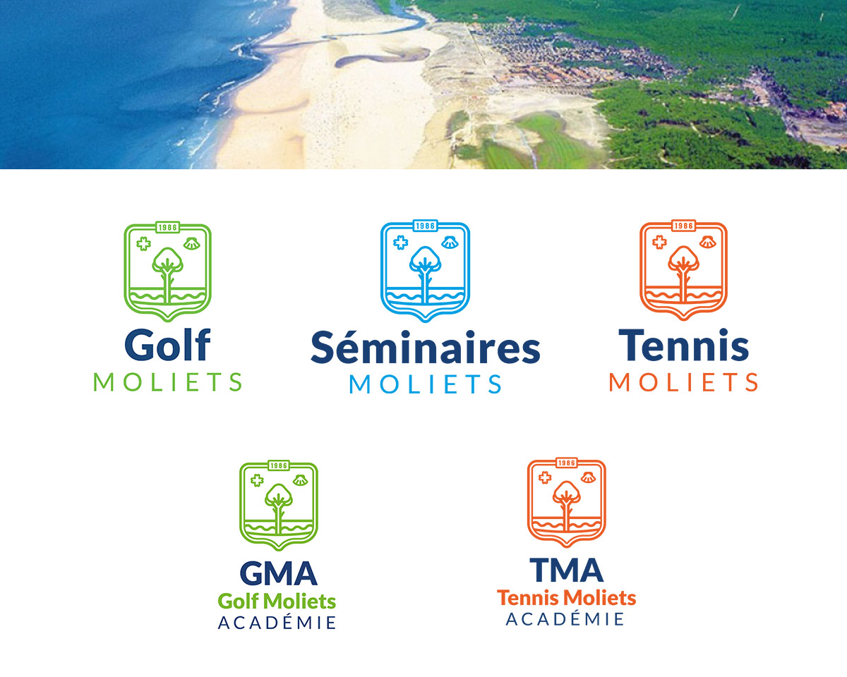 Déclinaisons identité visuelle Golf & Tennis de Moliets, Landes