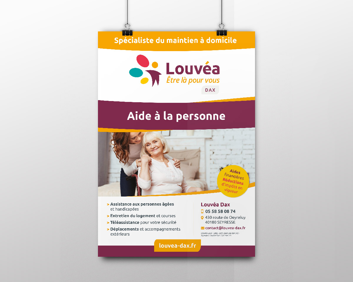 Affiche A4 "Aide à la personne" pour Louvéa Dax